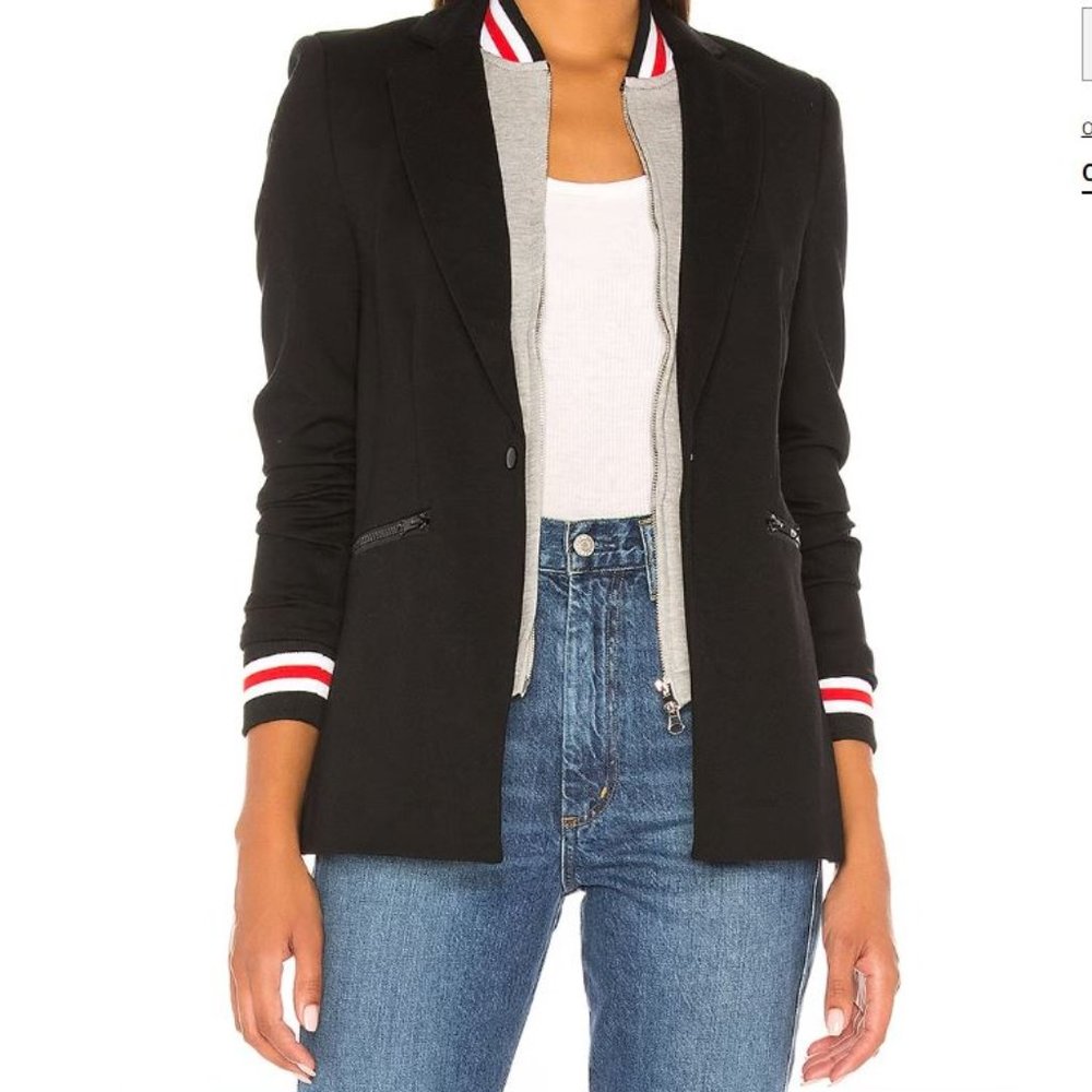 Central Park West Venice Varsity Blazer In Black Size Small